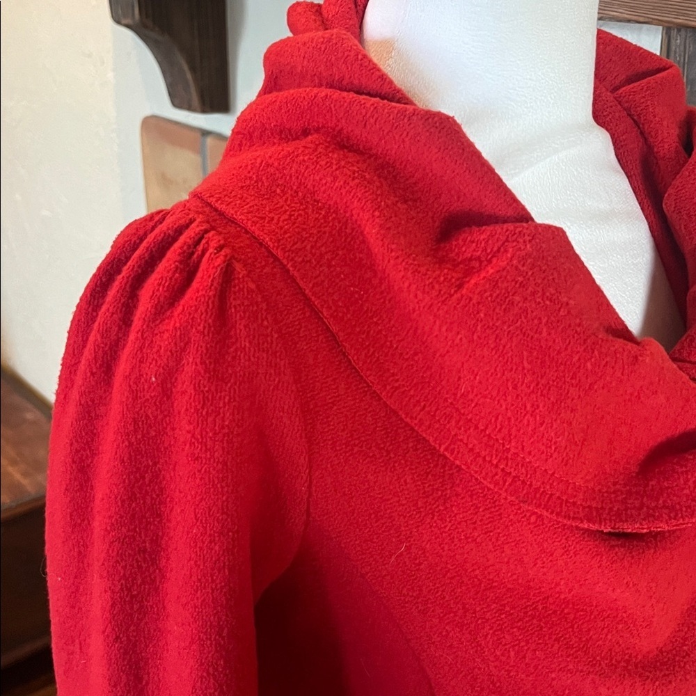 RYU Red Textured Polyester Pleated Ruffle Snap Up Jacket, size S - Picture 5 of 10